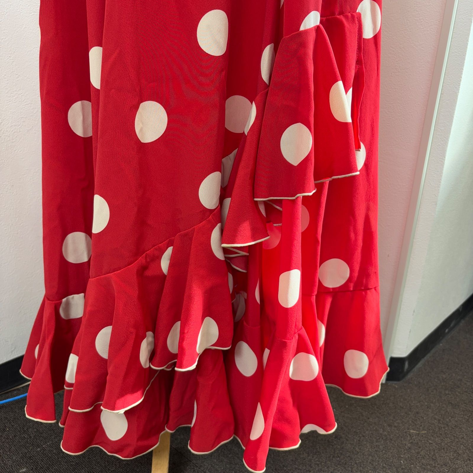 HERMOSA】フラメンコ衣装 ファルダ レッド ドット柄 フリル IBERIA