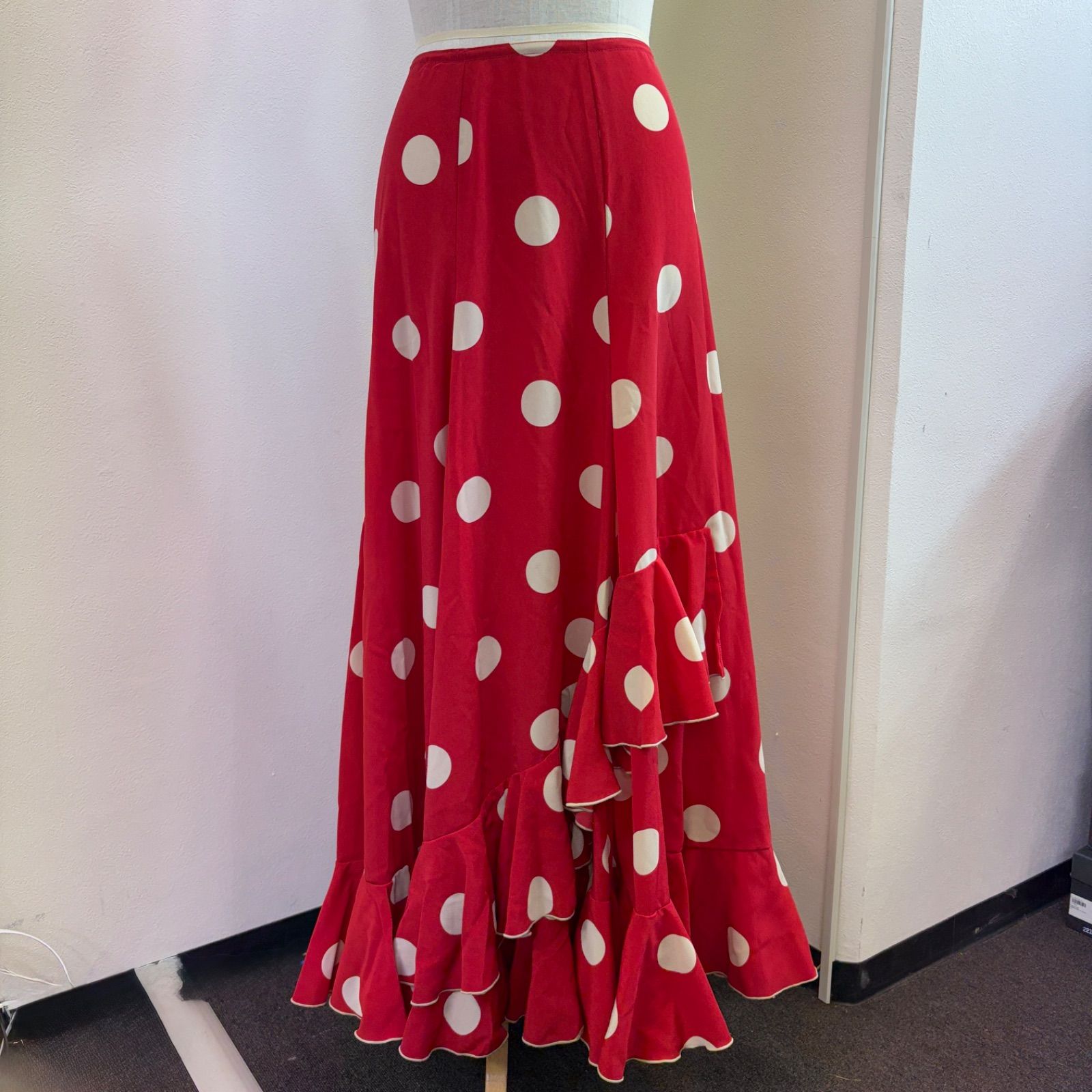 HERMOSA フラメンコ衣装 ファルダ レッド ドット柄 フリル IBERIA