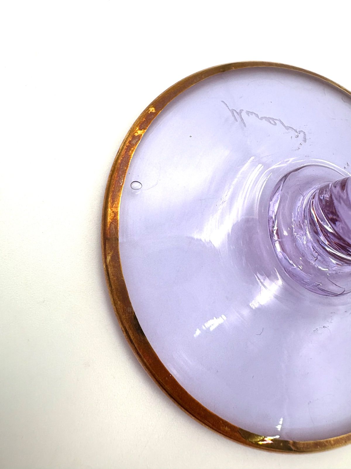 Murano Glass ムラーノガラス ベネチアングラス 金彩 12セット MURANO ムラーノ ムラーノガラス 透明紫色 金彩装飾 エナメル彩 花びら