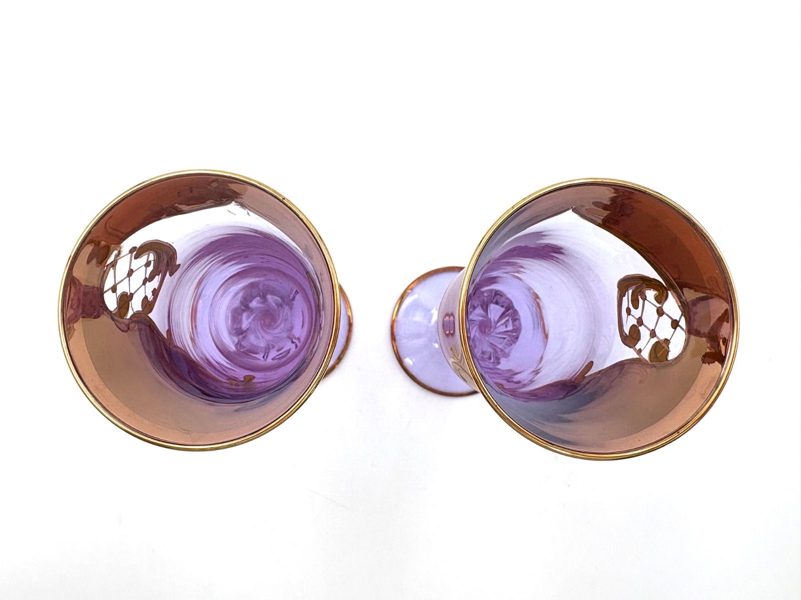 お値下げしました　ベネチアングラス　金彩花紋　ムラーノガラス ベネチアングラス ムラノ イタリア ワイングラス レッド 金彩 花紋