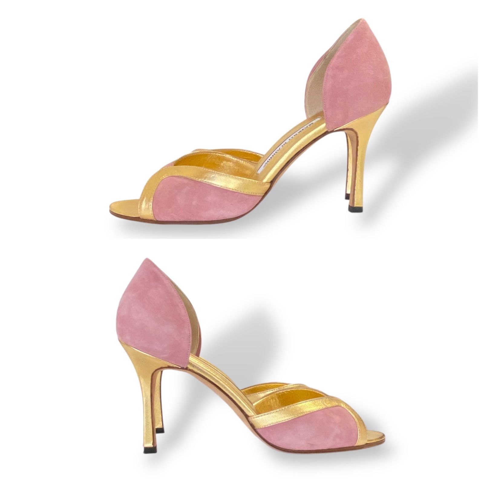 美品 MANOLO BLAHNIK マノロブラニク パンプス ピンク ゴールド