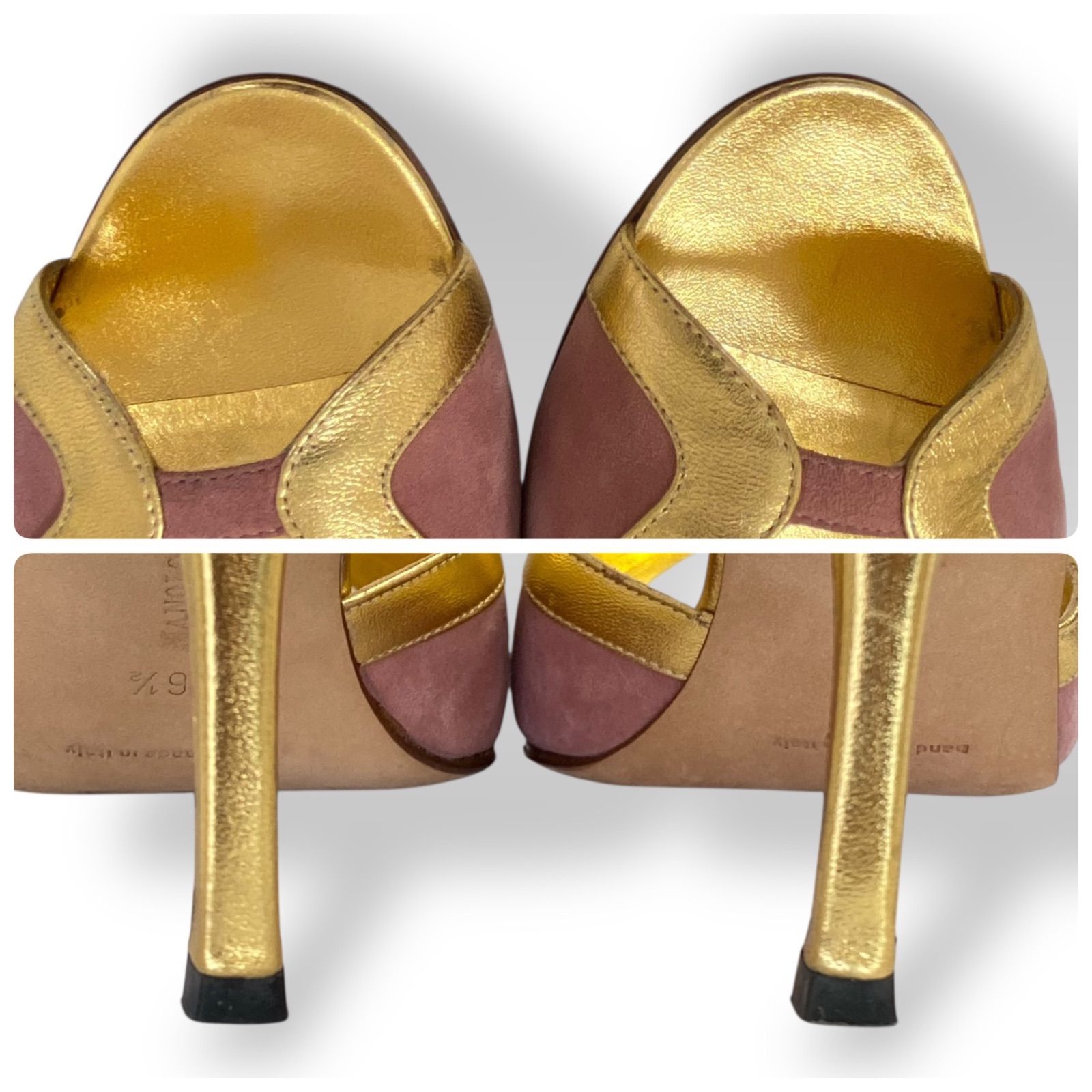 美品 MANOLO BLAHNIK マノロブラニク パンプス ピンク ゴールド