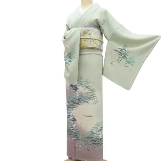  百華 Y 2430 正絹 染め一つ紋 手縫い仕立て 訪問着 着物 訪問着 付け下げ 着物