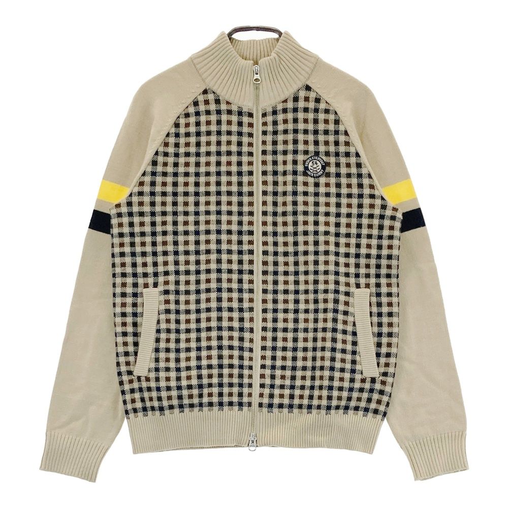 サイズ 1 JACK BUNNY ジャックバニー ニット ジップジャケット チェック柄 ベージュ系 240101558325 ゴルフウェア レディース ストスト