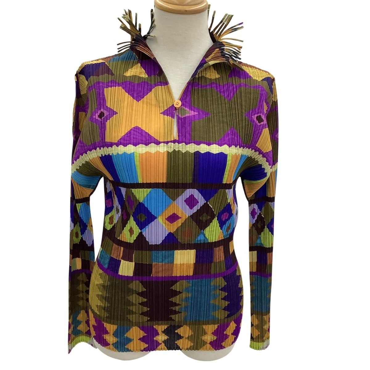 ISSEY MIYAKE イッセイミヤケ PLEATS PLEASE カットソー SIZE 3 変形 PP93-JK555 カーキ