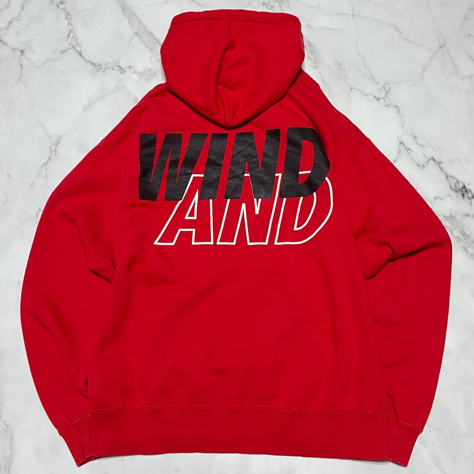 WIND AND SEA ウィンダンシー パーカー 赤 Ｍ Lサイズ WIND AND SEA ウィンダンシー 両面プリントロゴ レッド