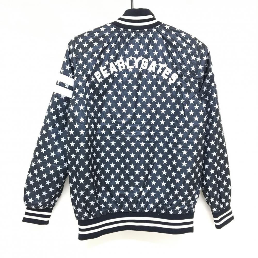 パーリーゲイツ 中綿リバーシブルジャケット ネイビー×白 星柄 裏無地 袖着脱可 レディース 0 S ゴルフウェア PEARLY GATES