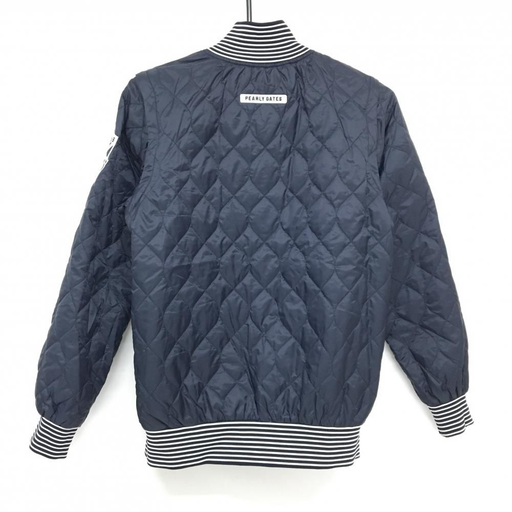  パーリーゲイツ 中綿リバーシブルジャケット ネイビー×白 星柄 裏無地 袖着脱可 レディース 0 S ゴルフウェア PEARLY GATES ジャケット レディースウェア