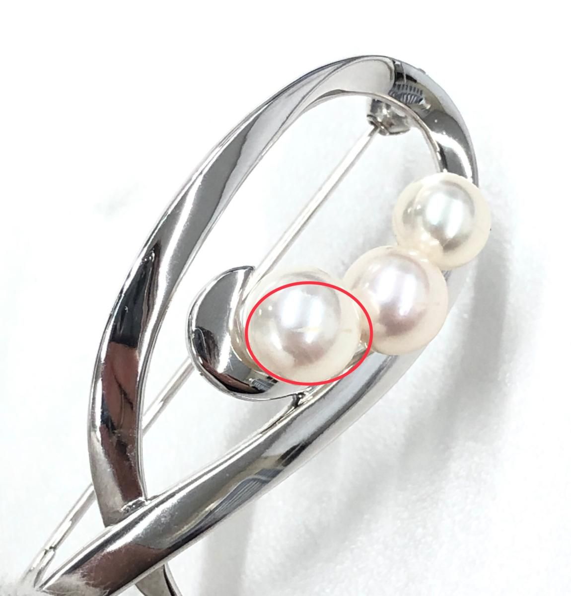 MIKIMOTO ミキモト SVブローチ/3粒パール シルバーカラー レディース