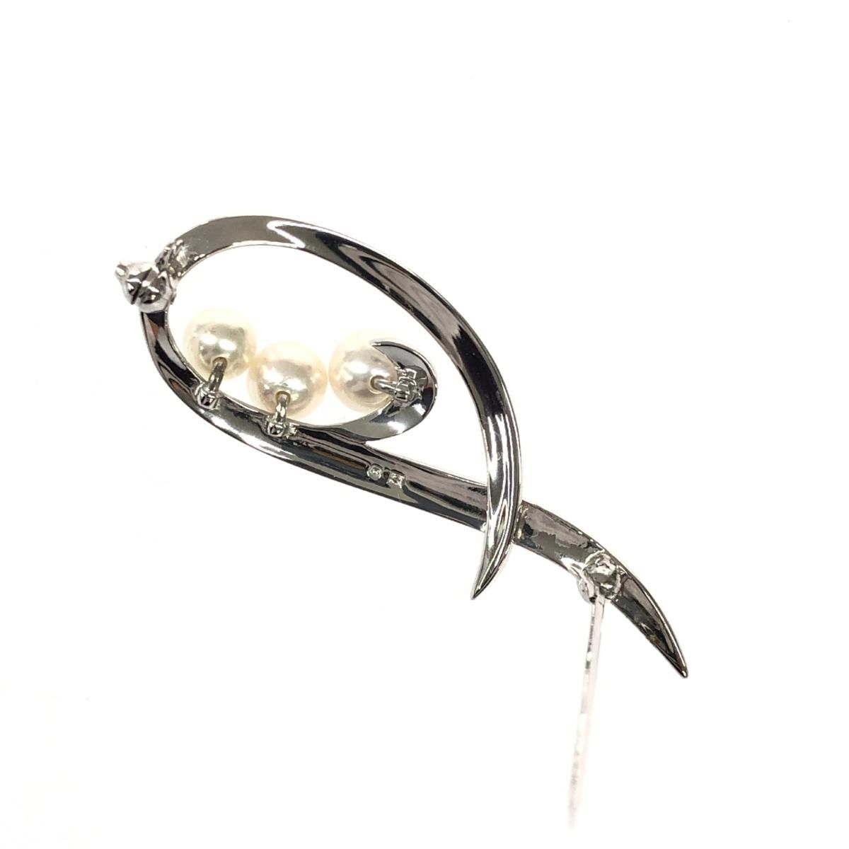 MIKIMOTO ミキモト SVブローチ/3粒パール シルバーカラー レディース