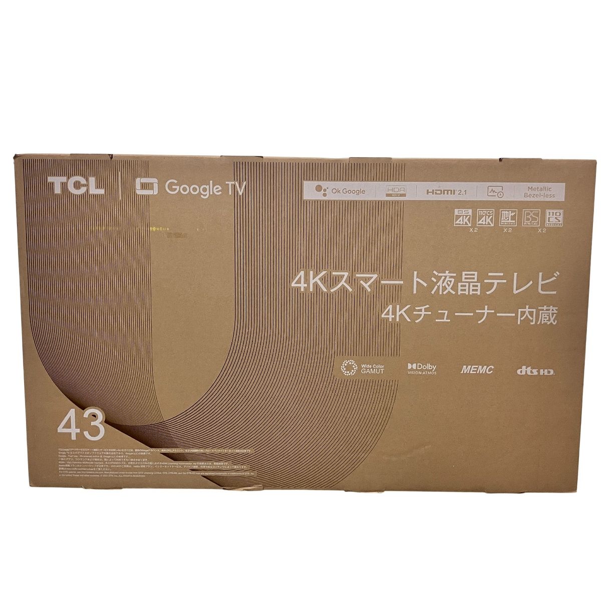 TCL 43P745 43型 テレビ 4Kチューナー 家電 Z10605968