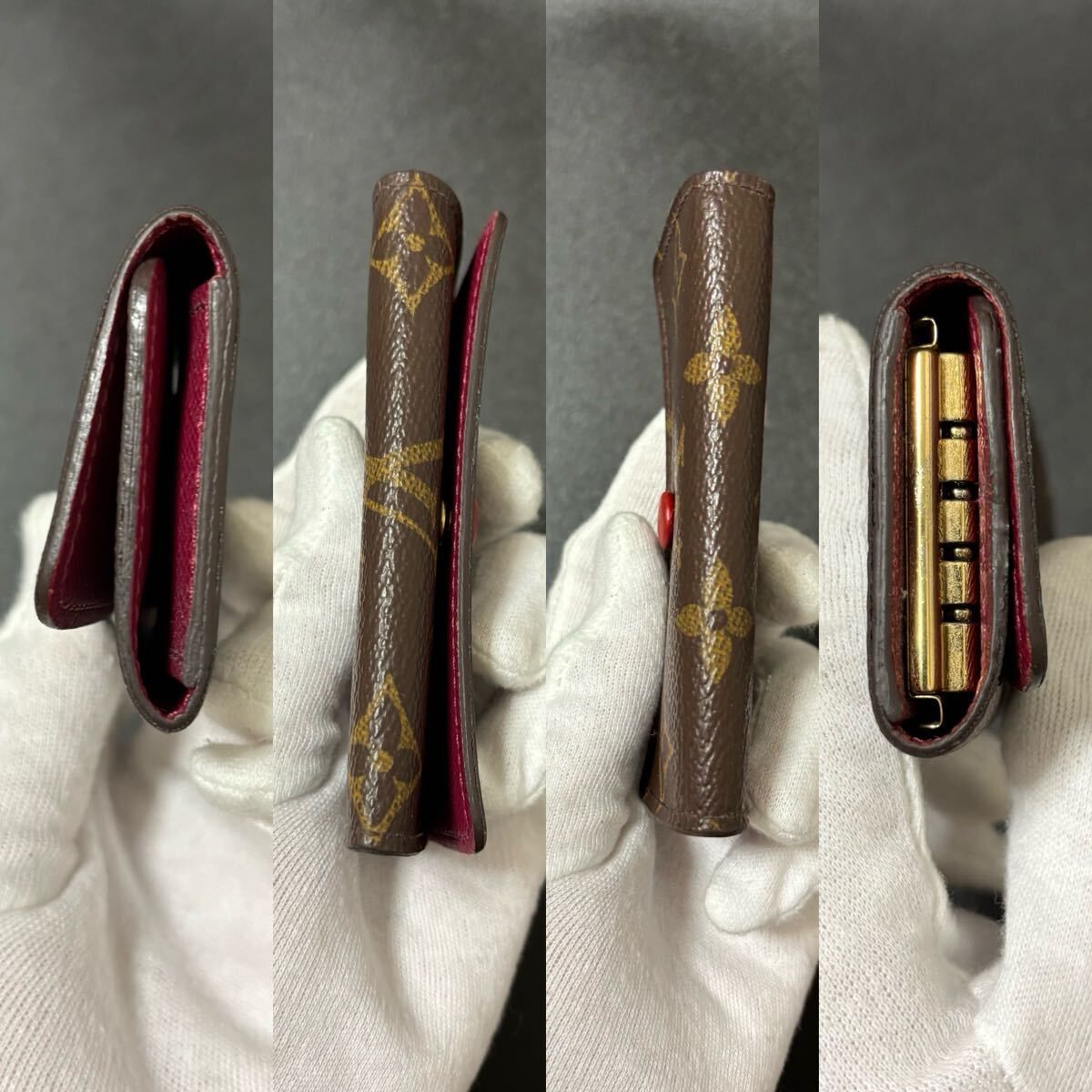 r26 ミュルティクレ 4 4連 モノグラム フーシャ レッド 赤 Louis