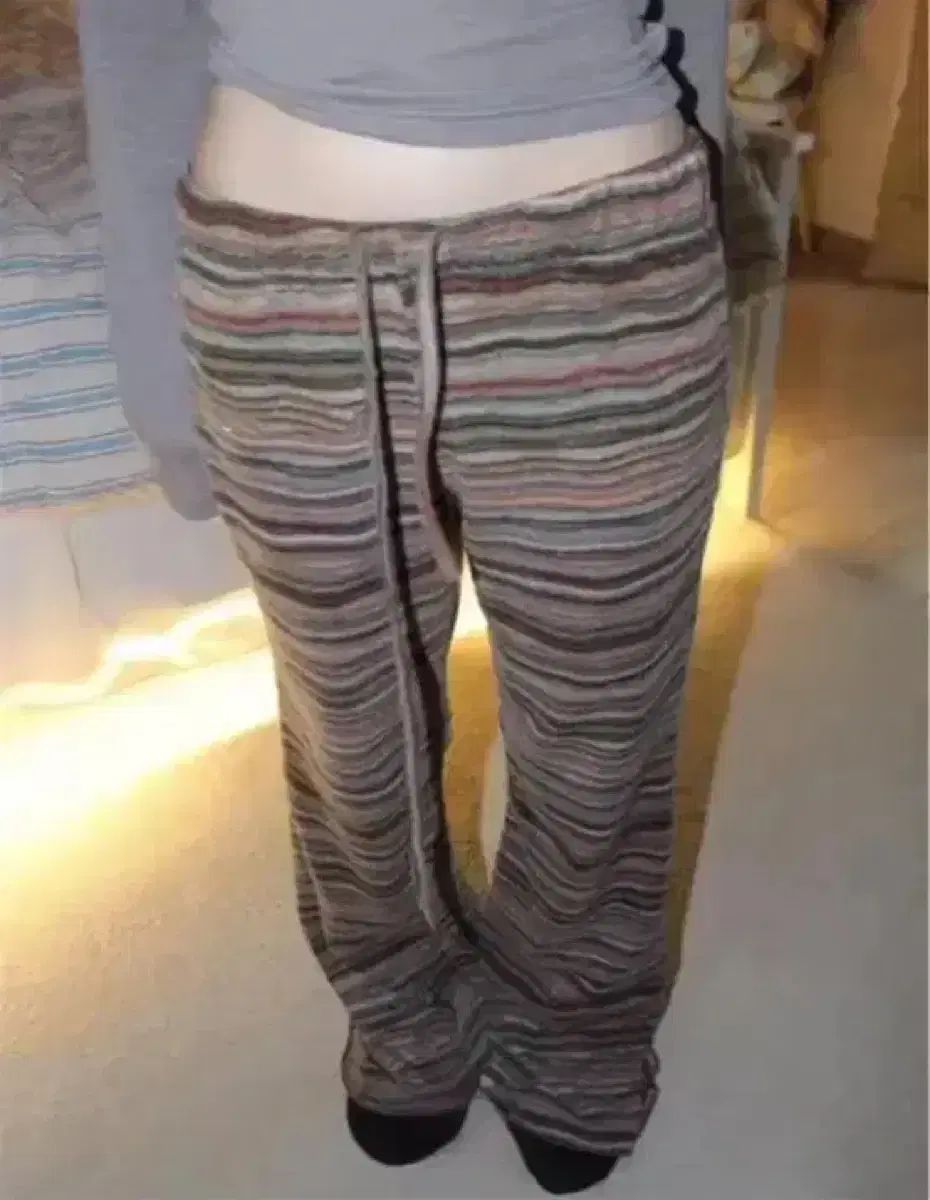 ストライプ ブーツカット ズボン パンツ