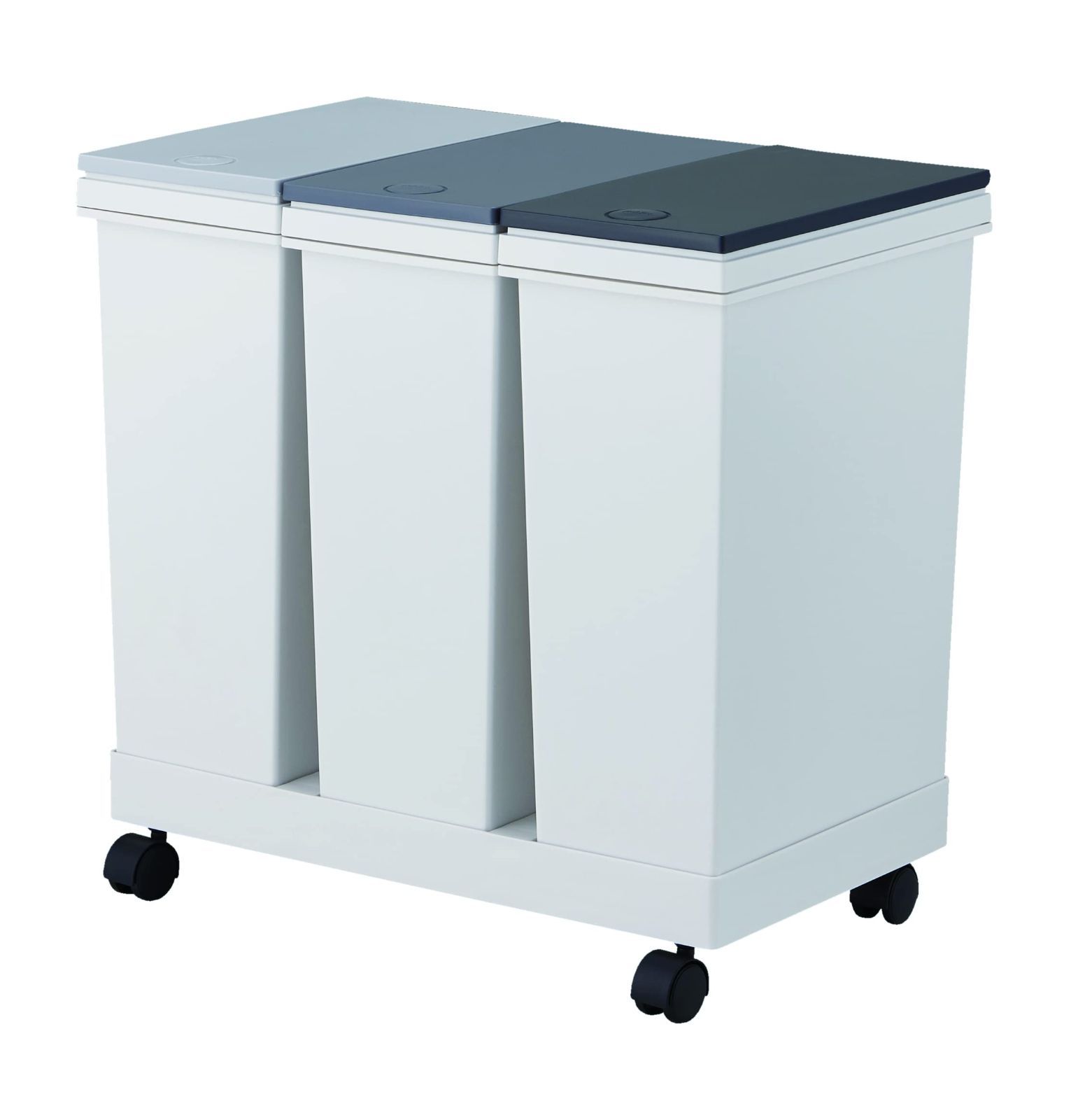 商品 アスベル フタ付きゴミ箱 EC横型3分別ワゴン たっぷり容量 60L 黒 小物入れに使える A6895