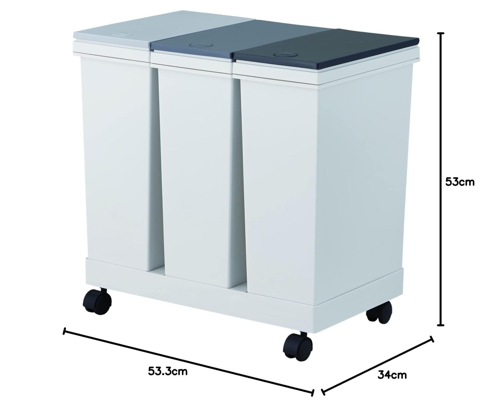 商品 アスベル フタ付きゴミ箱 EC横型3分別ワゴン たっぷり容量 60L 黒 小物入れに使える A6895