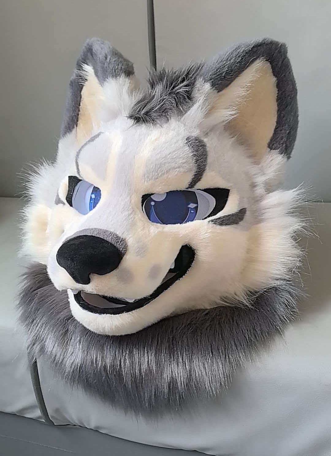 着ぐるみヘッド 犬 NO 421 グレー 灰色 全頭ヘッド ケモノ ファースーツ ぬいぐるみ コスプレ コスチューム kigurumi