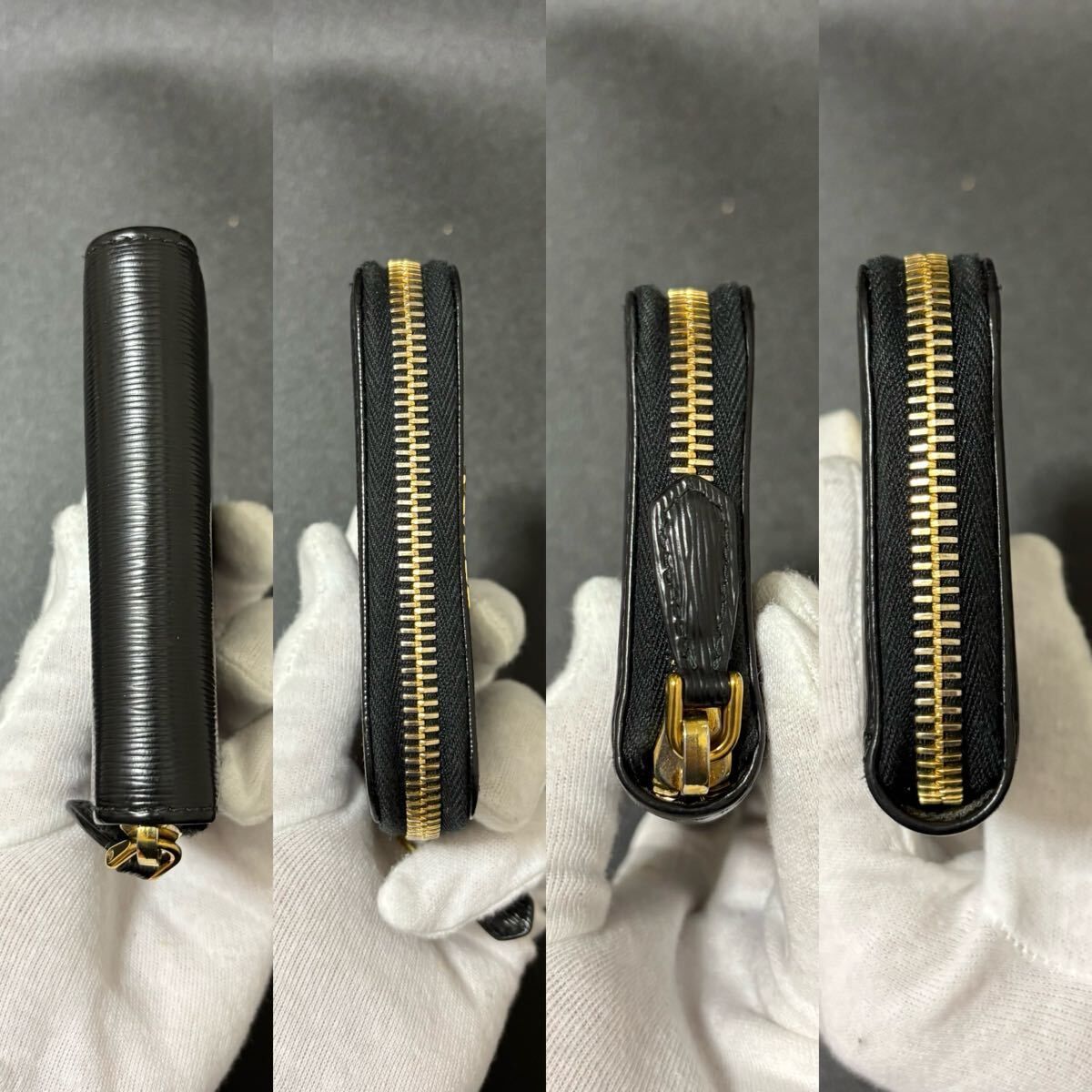 r34 PRADA プラダ ブラック 黒 サフィアーノ レザー 短 財布 コイン