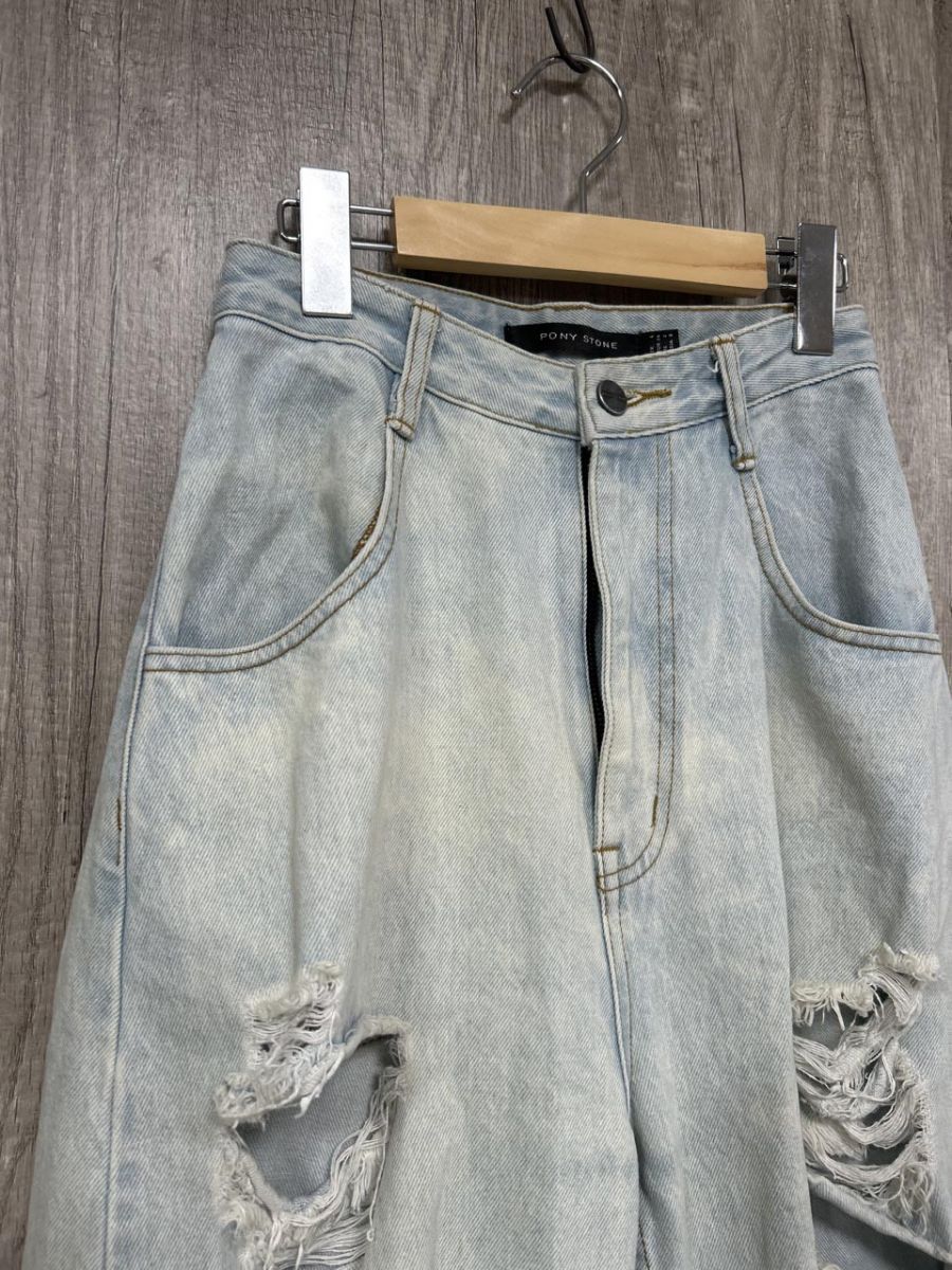 PONY STONE ポニーストーン ダメージ加工 ジーンズ デニムパンツ sizeS レディース