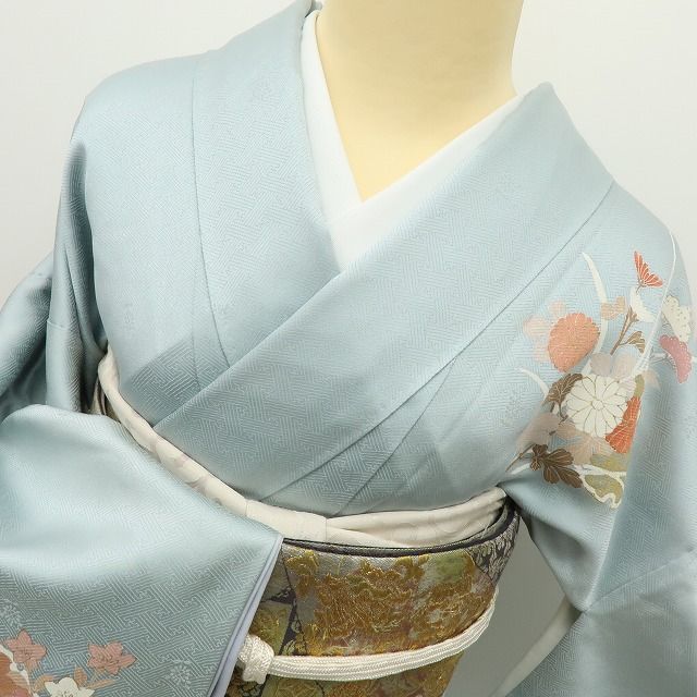  六花 RIKKA 正絹 彩華落款 訪問着 手縫い仕立て 着物 A 3953 訪問着 付け下げ 着物