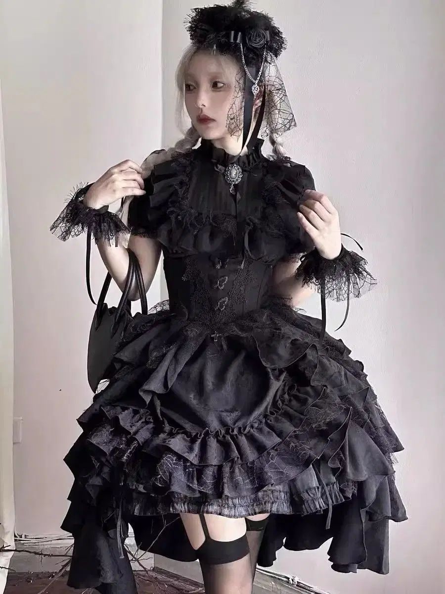 ゴシック ロリータ ファッション ONE PIECE ドレス トップス スカート セット 2 COLOR
