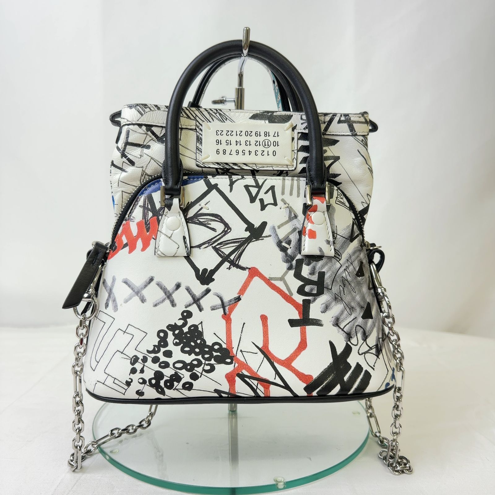 327-900-50 本物保証 Maison Margiela メゾン マルジェラ アイコンバッグ マイクロショルダー 5AC 落書き風プリント マイクロバッグ ショルダーバッグ レザー 革 ファッション カバン バッグ レディース