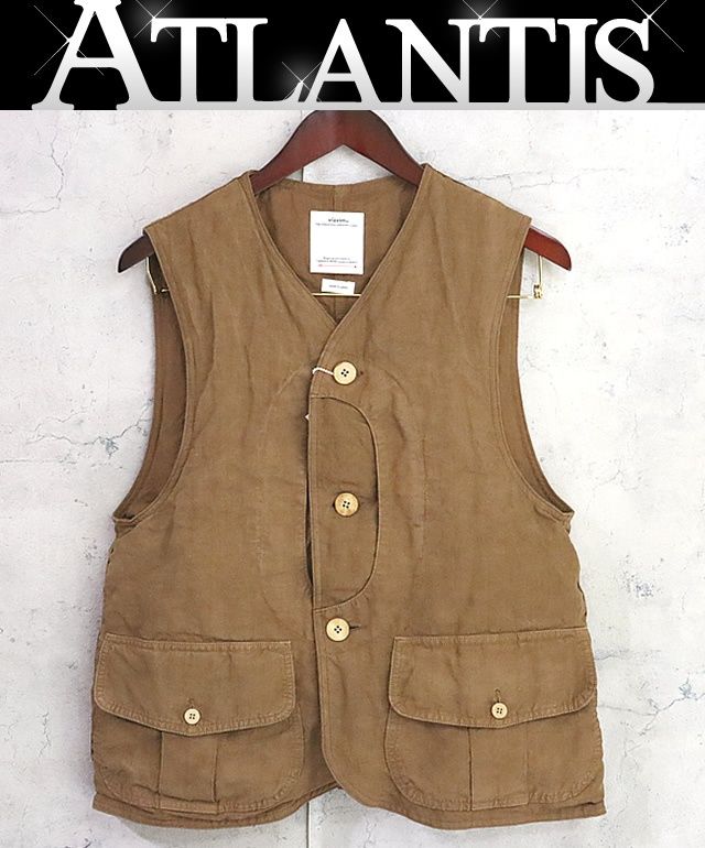 広尾店 ビズビム visvim GUSTO ダウンベスト メンズ ライトブラウン 麻 size 1 17627