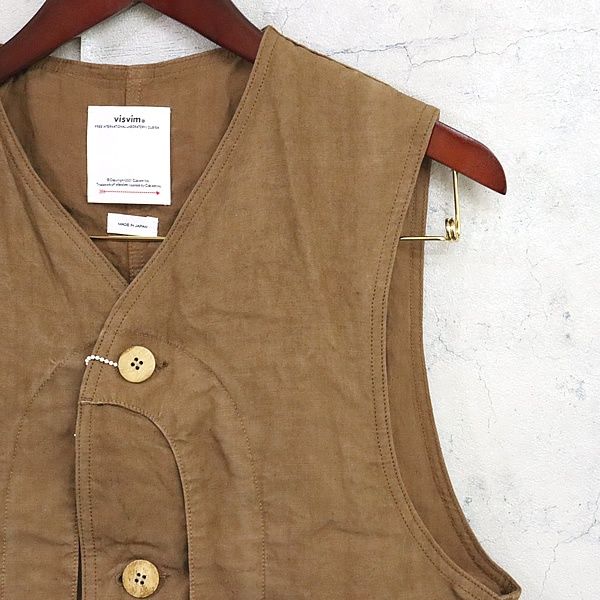 広尾店 ビズビム visvim GUSTO ダウンベスト メンズ ライトブラウン 麻 size 1 17627