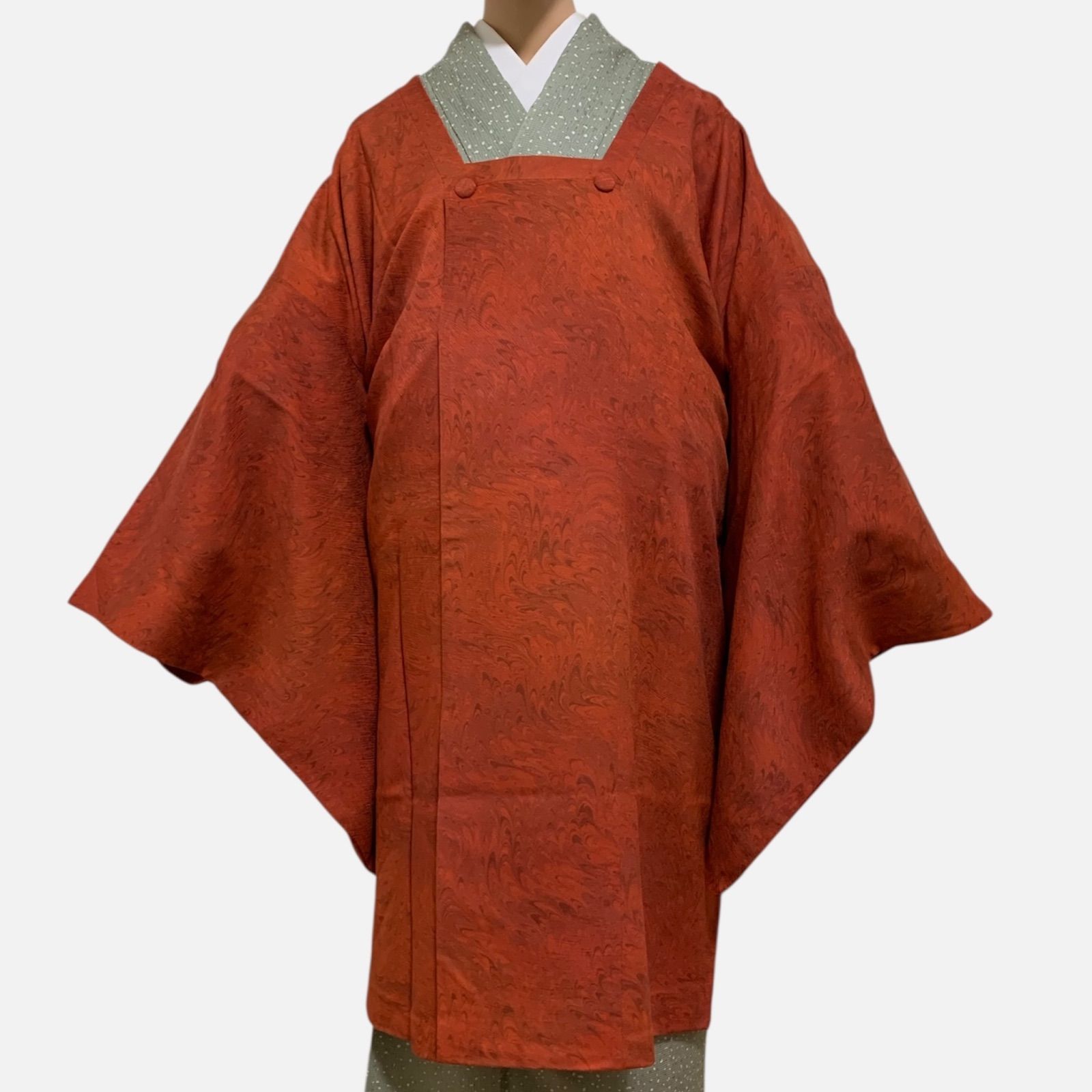 R-1489 和装コート 道行コート 絹 裄69センチ 身丈 背 90.5センチ レディース 着物用 墨流し