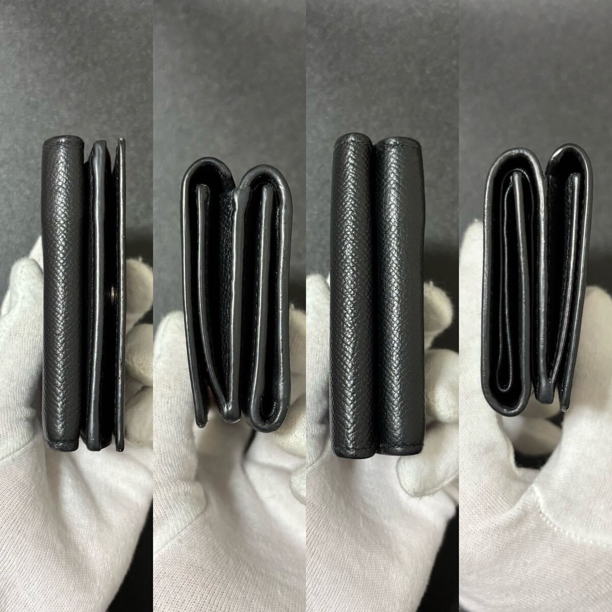 レディース r45 BALENCIAGA バレンシアガ レザー 3つ 三つ 折り 財布 ミニ コンパクト ウォレット コインケース 小銭入れ 付き