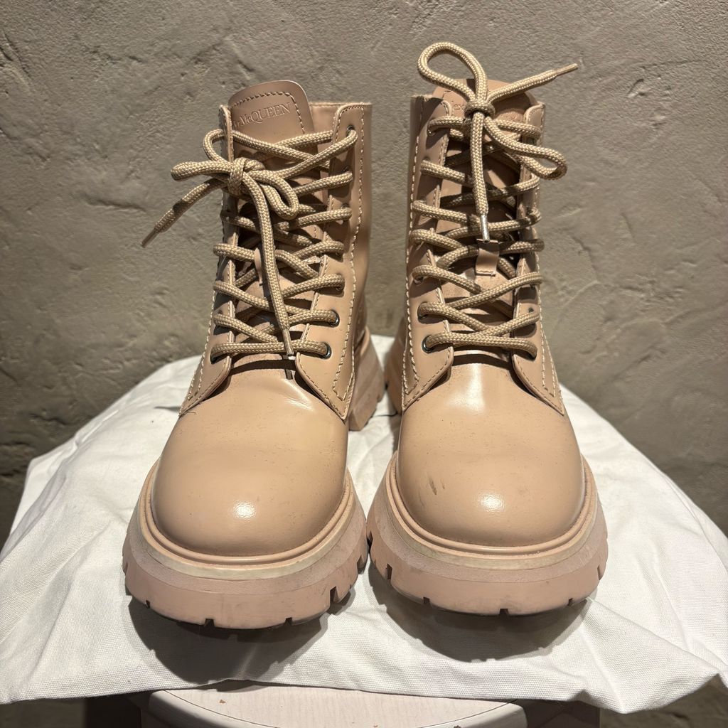 Alexander McQueen アレキサンダーマックイーン レースアップブーツ ベージュ size IT 35 1 2 代官山A 11