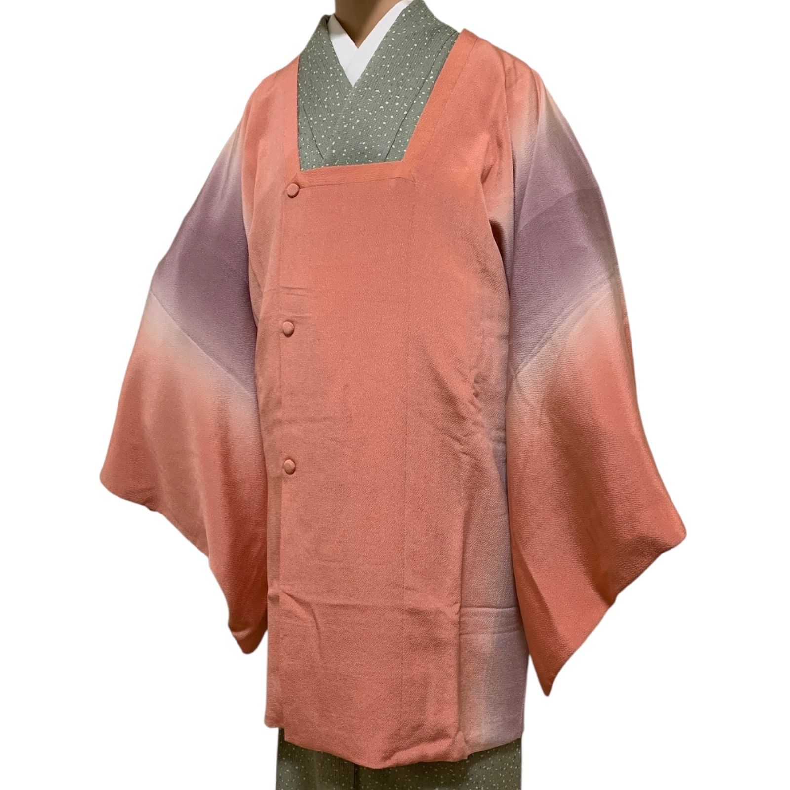 R 1490 和装コート 道行コート 絹 裄70センチ 身丈 背 83 5センチ レディース 着物用 共布ショール付き