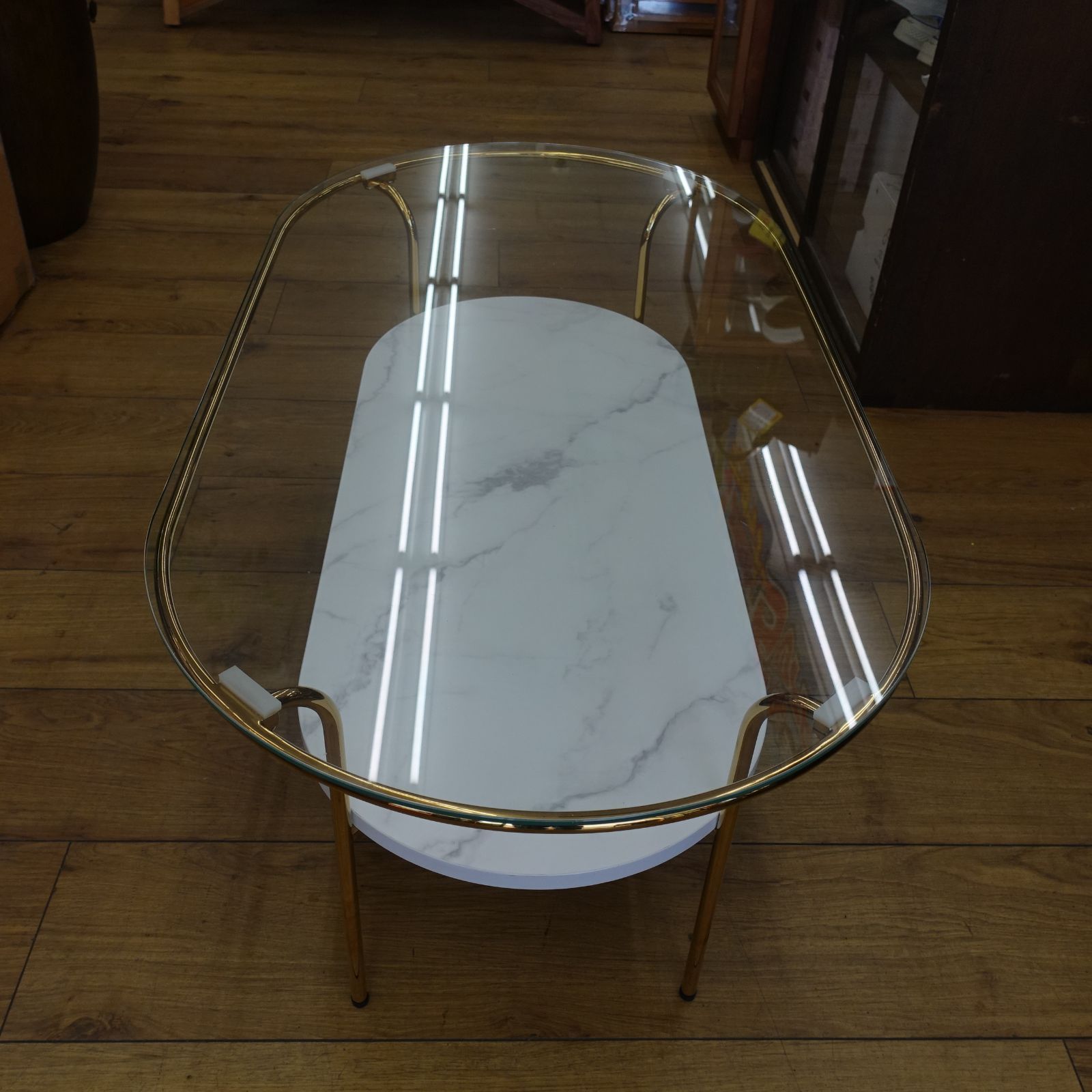 美品　Francfranc レガートコーヒーテーブルL ゴールド×マーブル レガート コーヒーテーブル L ゴールド×マーブル （W950