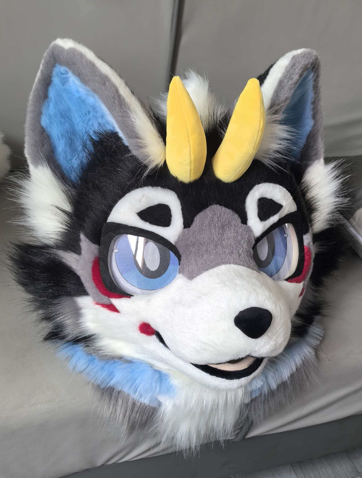 着ぐるみヘッド 犬 NO 424 ブラック 青 全頭ヘッド ケモノ ファースーツ ぬいぐるみ コスプレ コスチューム kigurumi