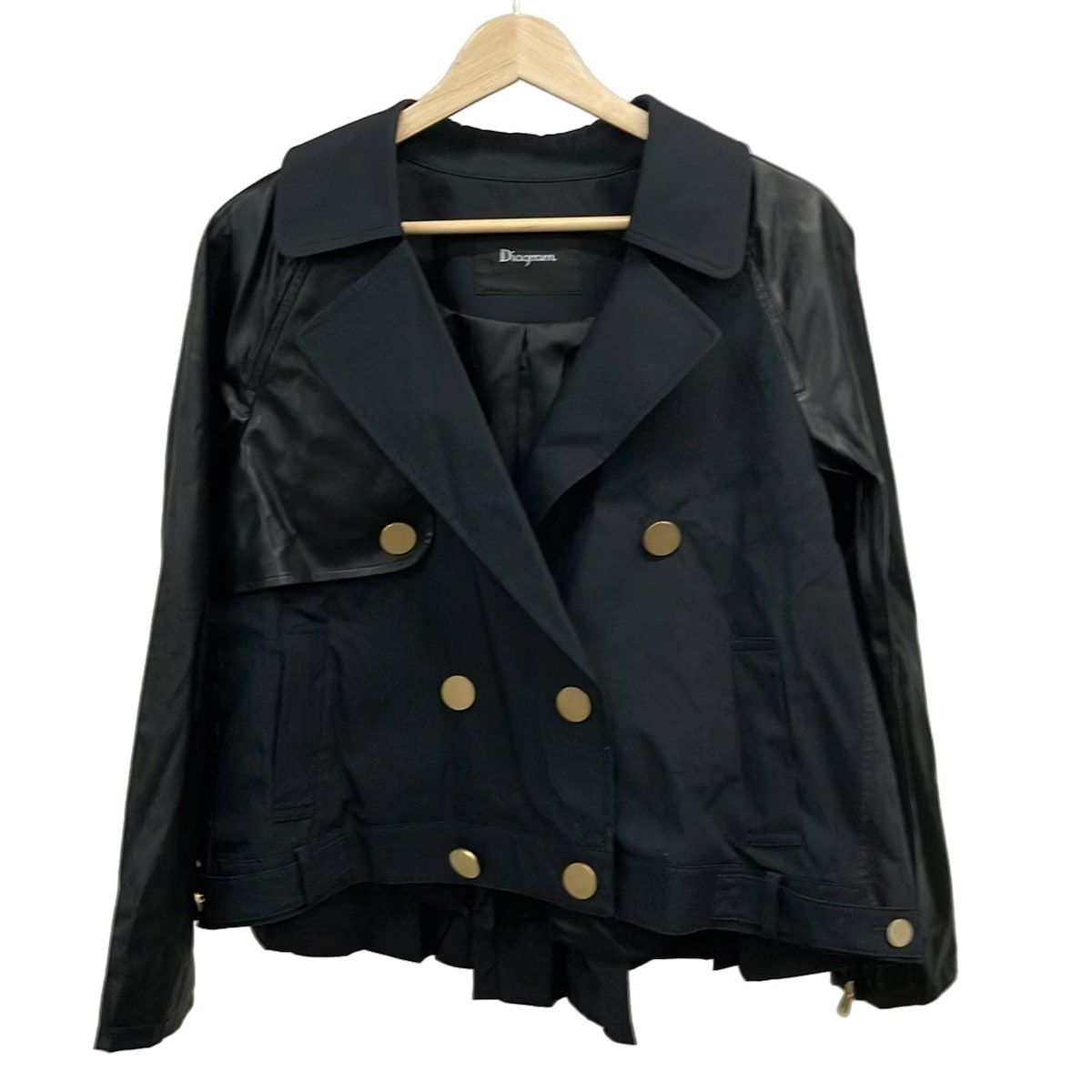Diagram GRACE CONTINENTAL ダイアグラム ブルゾン サイズ38 M レディース - 黒 長袖 一部フェイクレザー ショート丈 プリーツ 春 秋
