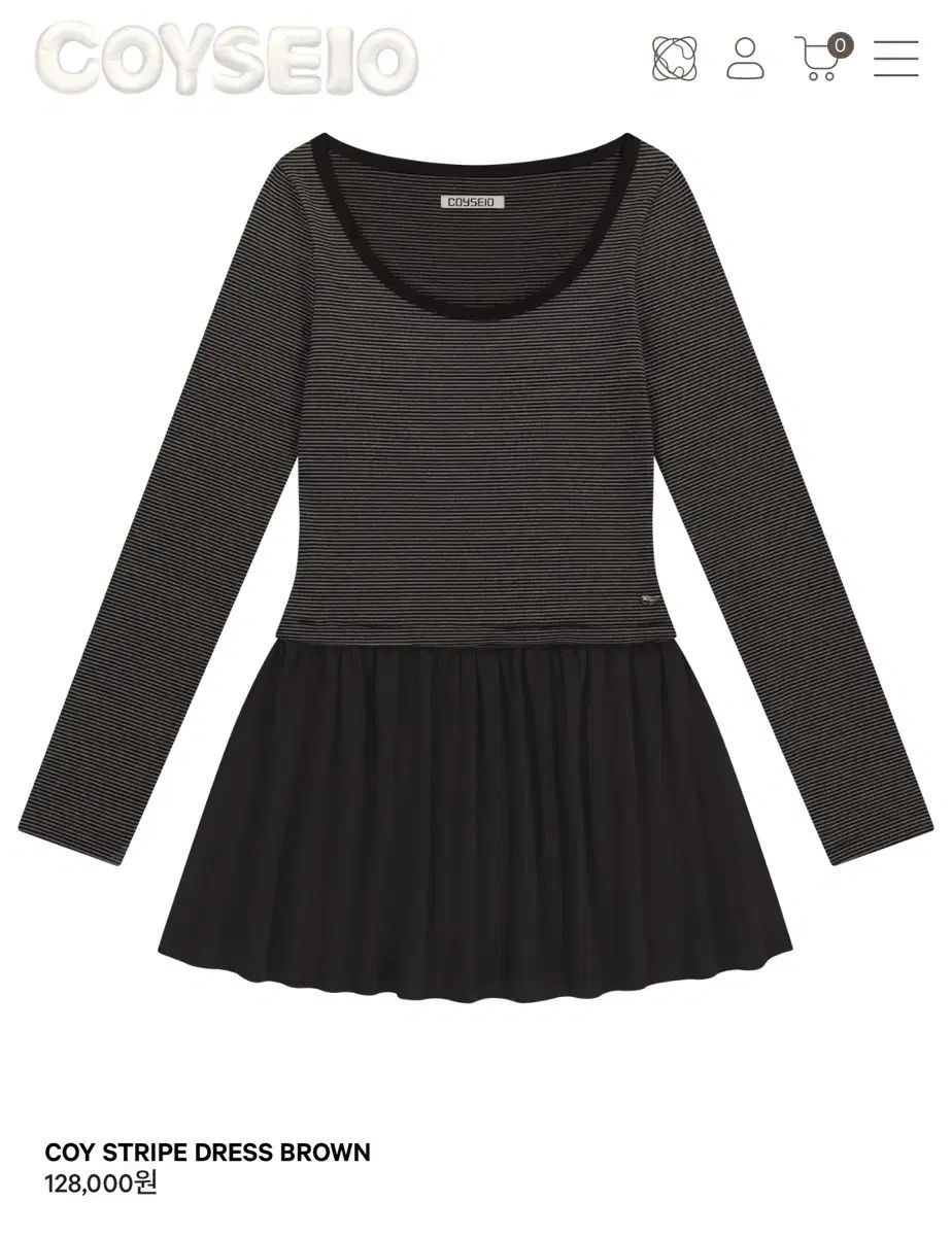 コイッセイオ ONE PIECE COY STRIPE DRESS BROWN