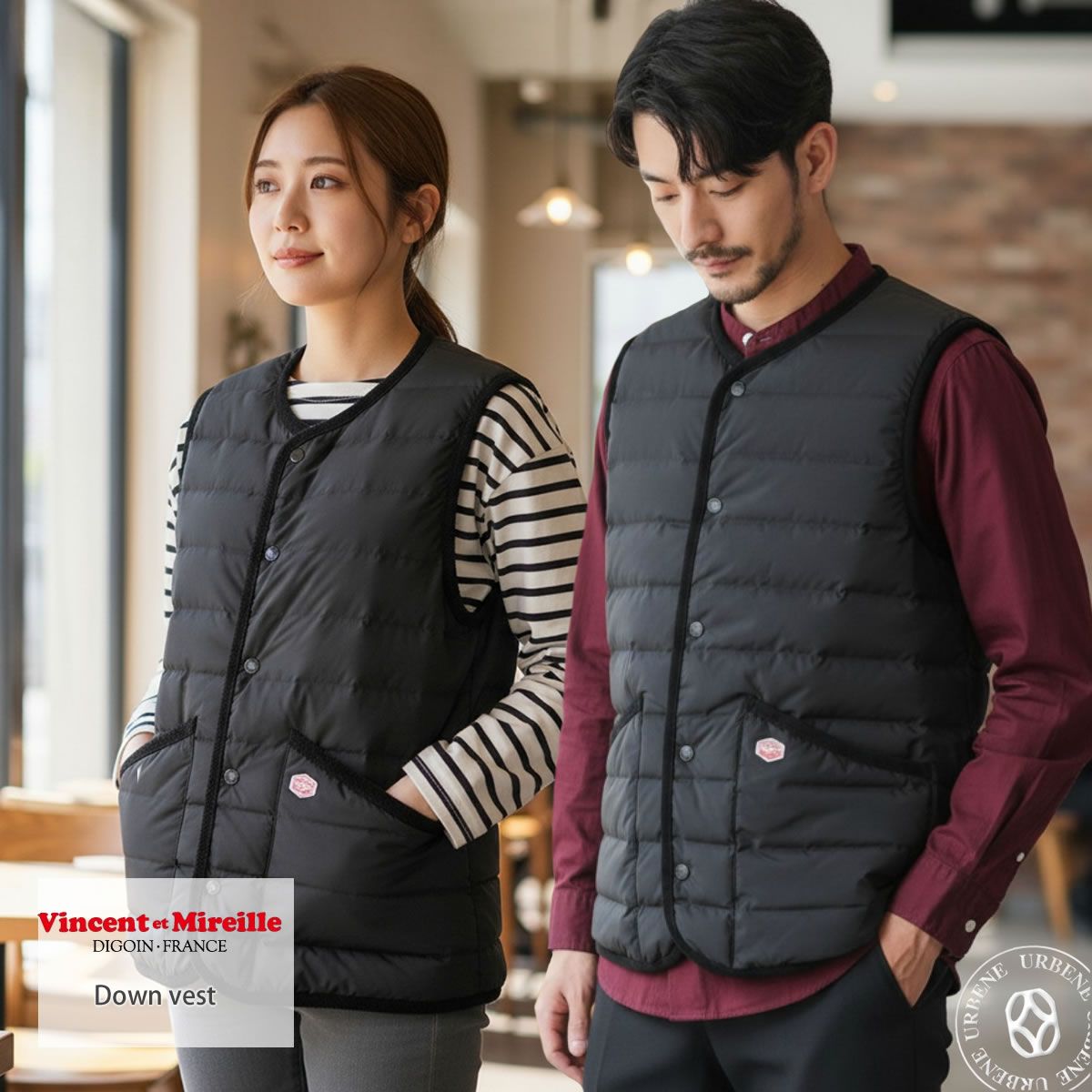 Vincent et Mireille ヴァンソン エ ミレイユ ダウンベスト メンズ レディース ステッチレスダウン ノー 軽量 暖かい フレンチカジュアル インナーダウン 秋冬 ユニセックス アウター
