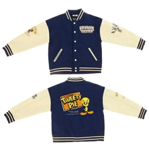 5営業日で発送 丸眞 ルーニー テューンズ フィーチャリングトゥイーティーパイ スタジャン 3L アウター メンズ キャラジャン 4105098800