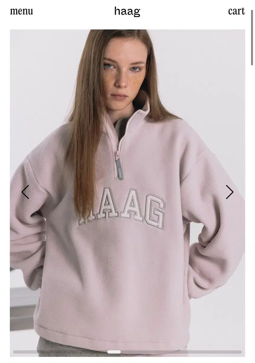 ヘイグ ハーフ ジップアップ フリース ピンク