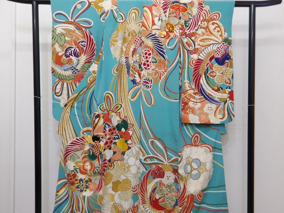 P 40896 十三参り 振袖 袷 手描き友禅 大正ロマン k