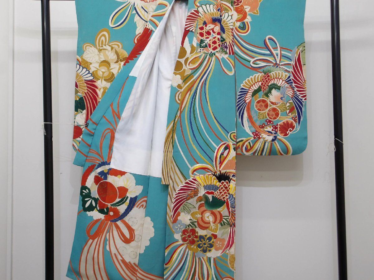 P 40896 十三参り 振袖 袷 手描き友禅 大正ロマン k