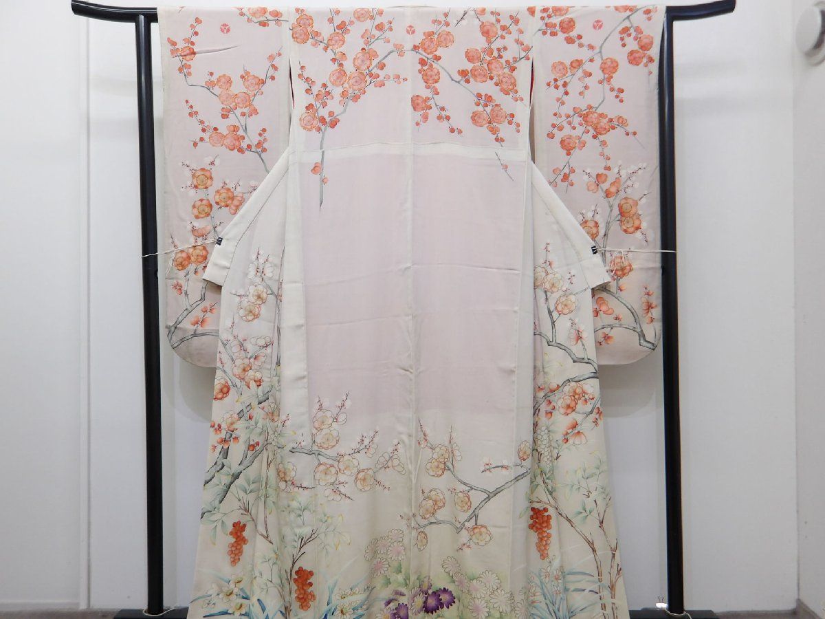 P 40895 手描き友禅 花嫁衣裳 振袖 袷 古布古裂 大正ロマン k