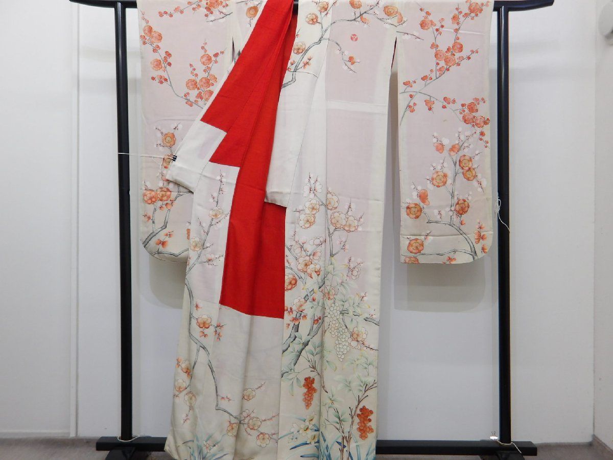 P 40895 手描き友禅 花嫁衣裳 振袖 袷 古布古裂 大正ロマン k