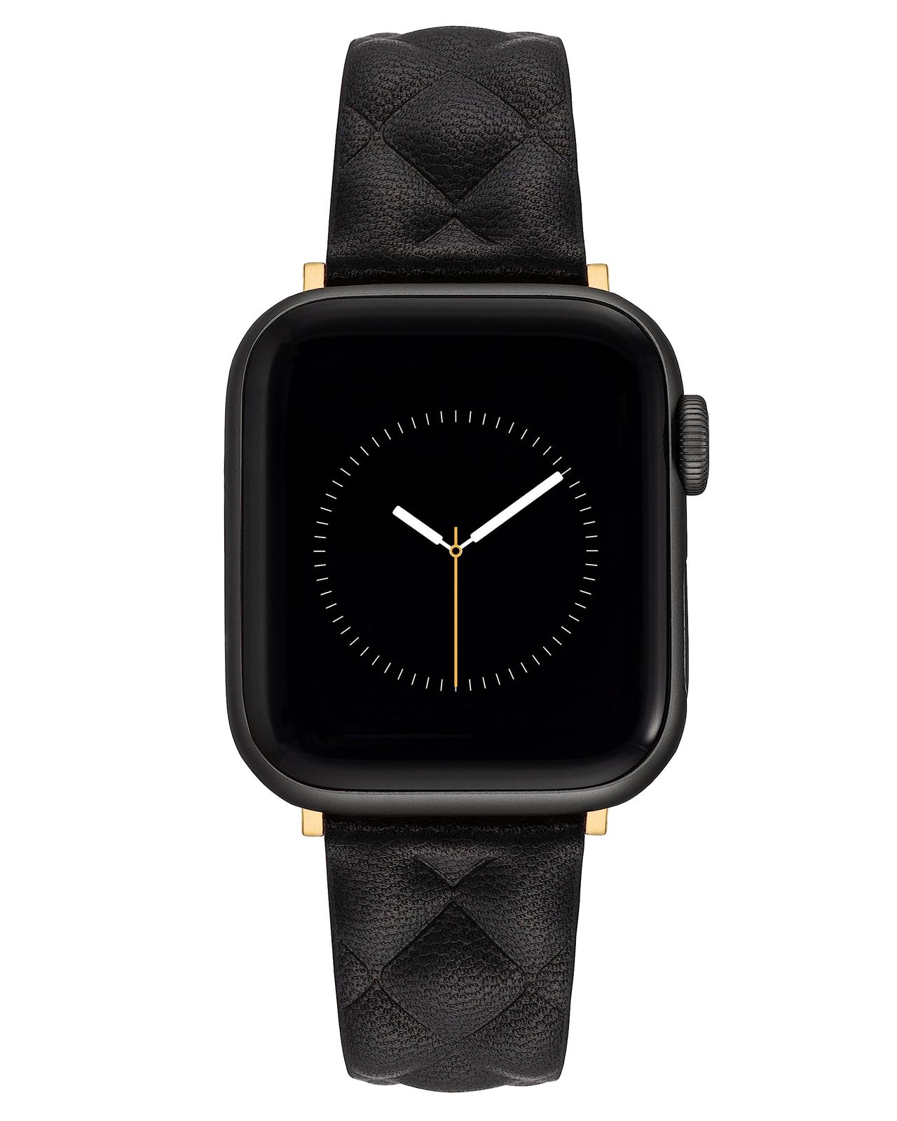 Anne Klein キルト柄レザーバンド Apple Watch用 安全 調節 Watchバンドの交換 ほとんどの手首にフィットします ブラック ゴールドトーン 42 mm Series 10 38 40 41