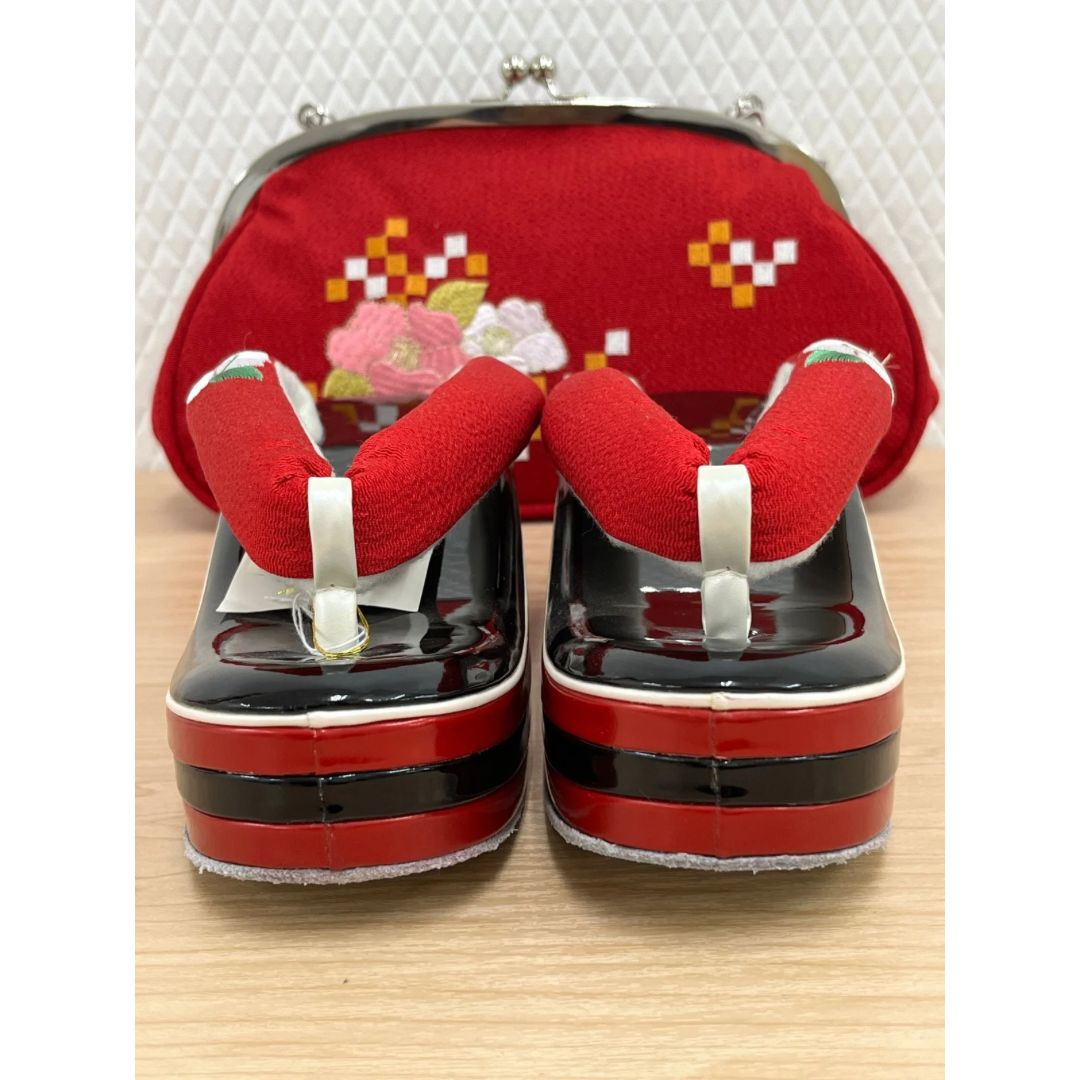 赤ちりめん地 紅白椿 フリーサイズ zb 001