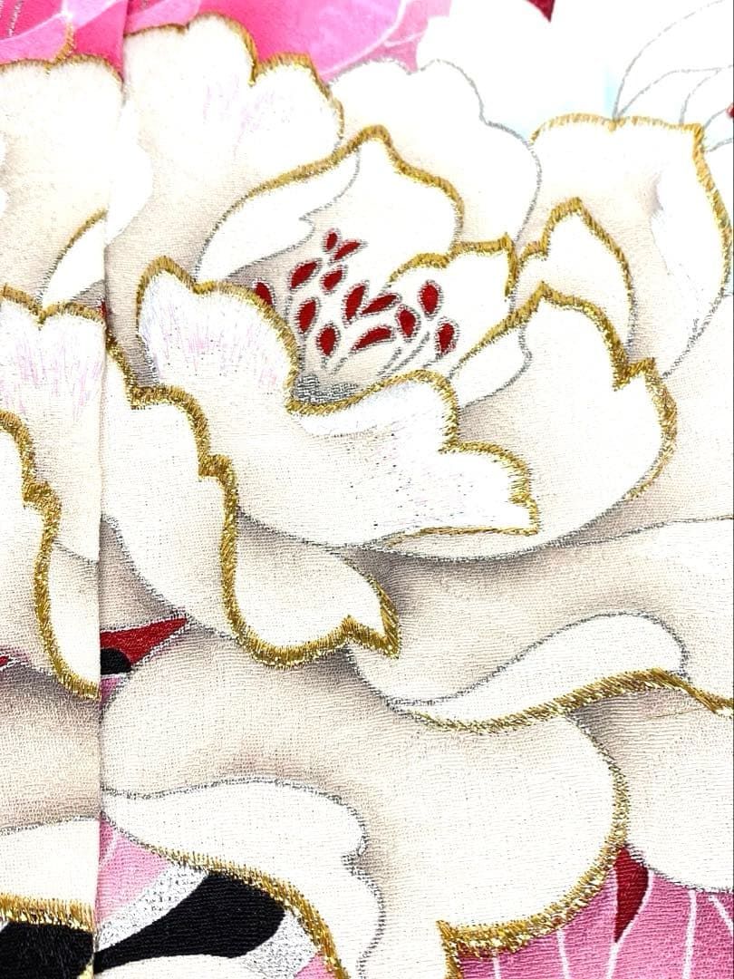 振袖 仮絵羽 ラメ刺繍 舞台衣装 正絹 未仕立て品 八掛付き MOK815