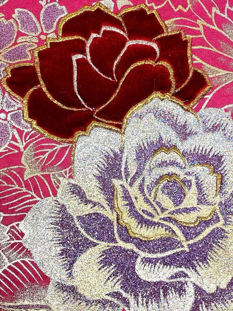 振袖 仮絵羽 ラメ刺繍 ベロア 金彩 正絹 未仕立て品 八掛付き MOK816