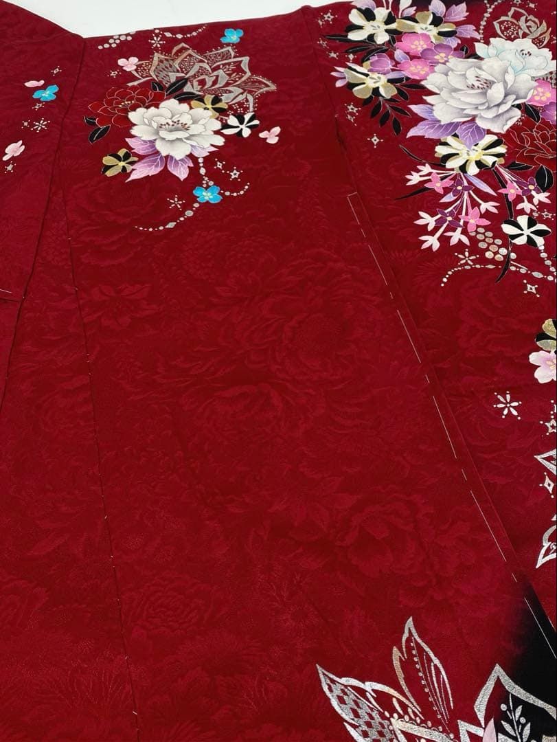 振袖 仮絵羽 ラメ刺繍 舞台衣装 正絹 未仕立て品 八掛付き MOK815