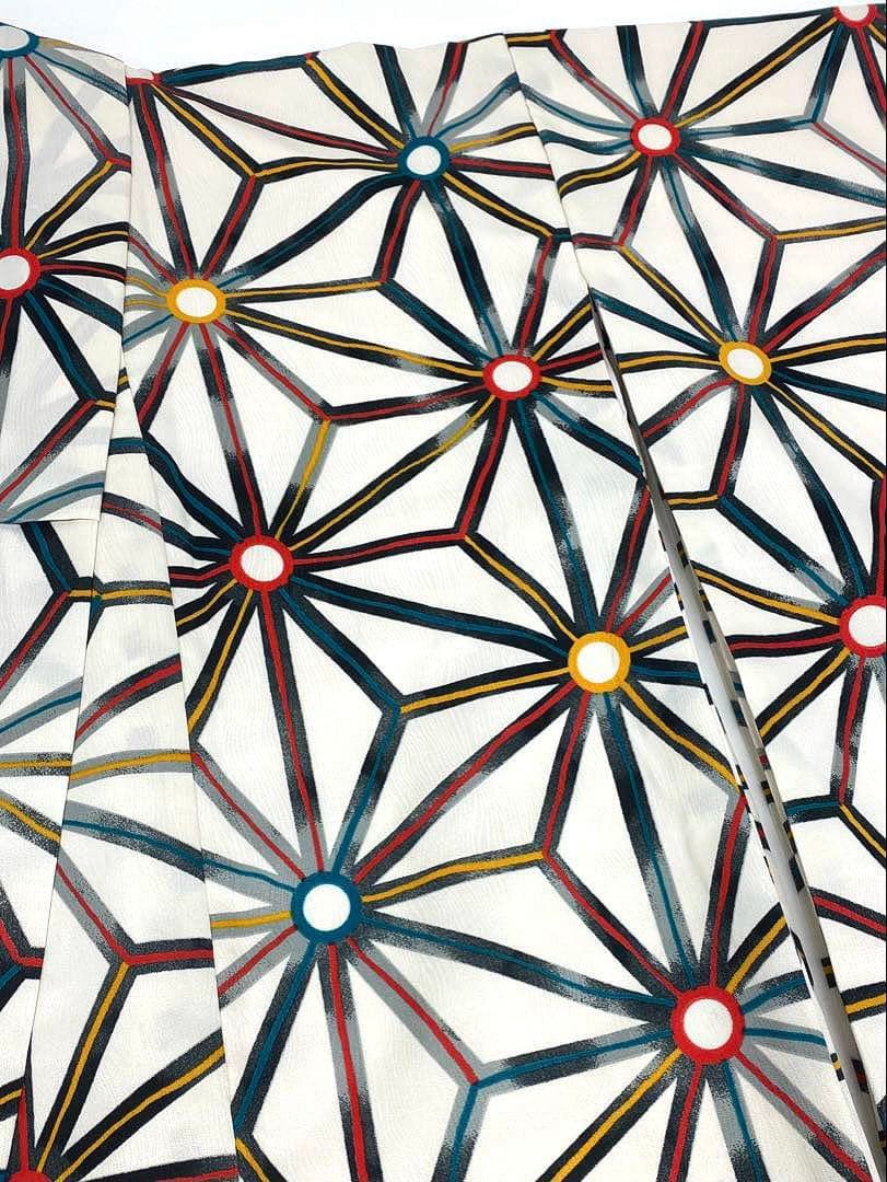 二尺袖 ポリエステル着物 麻の葉 袴用 MOP 471