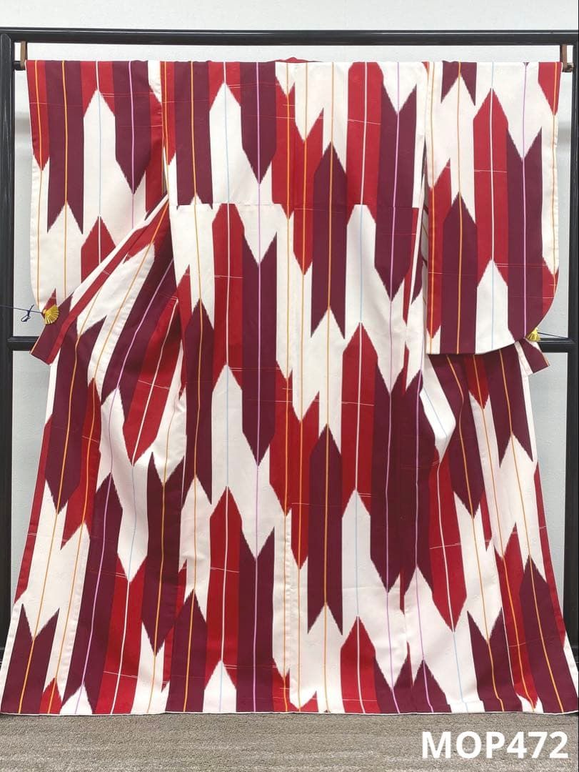 二尺袖 ポリエステル着物 矢羽根 袴向き