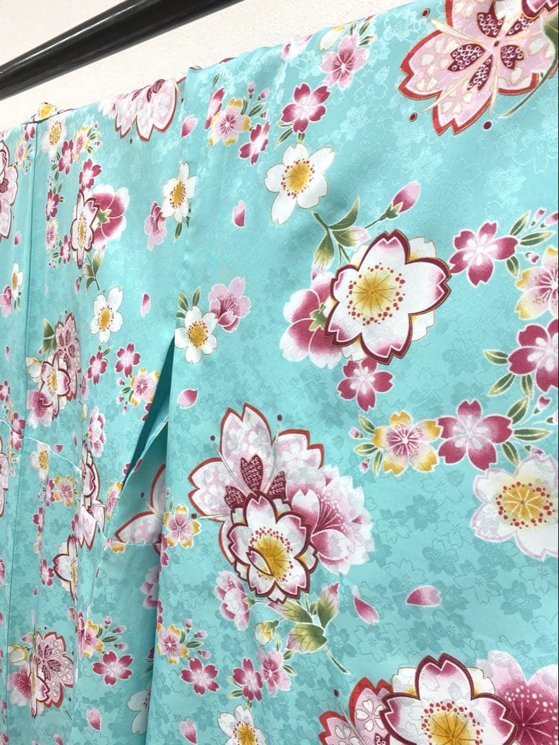 二尺袖 ポリエステル着物 金彩 紋意匠 桜 袴向き MOP 473